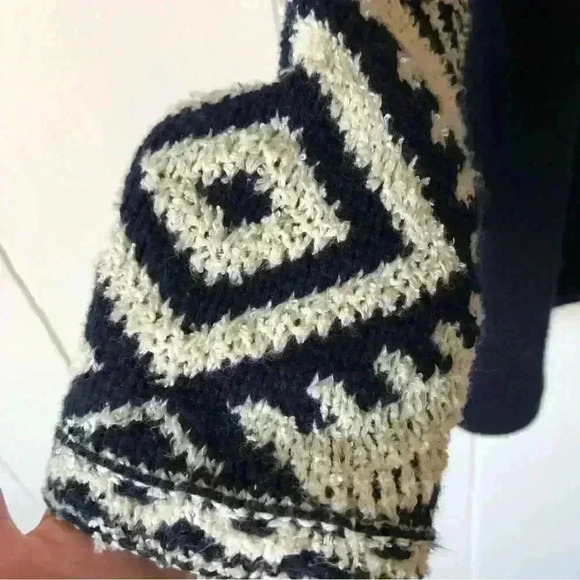 Lauren Ralph Lauren Open Front Navy Aztec Cotton Blend Cardigan Size PXS - Picture 7 of 10
